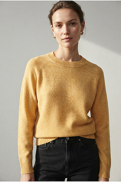 VERO MODA Žlutý Pletený Pulovr Přes Hlavu Velikost EU M