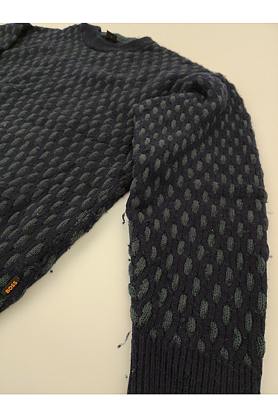 Hugo Boss Dámský modrý pletený pulovr s texturovaným vzorem Vel. XL | Hugo Boss | obrázek 3