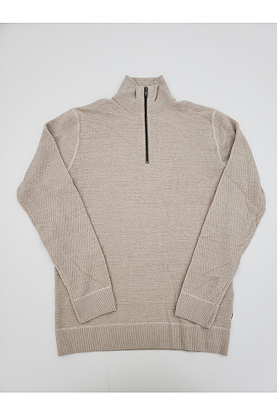 JACK & JONES Béžový pletený pánský pulovr se stojáčkem na zip Velikost M | JACK & JONES | obrázek 2