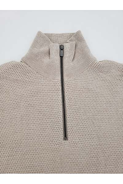 JACK & JONES Béžový pletený pánský pulovr se stojáčkem na zip Velikost M | JACK & JONES | obrázek 6