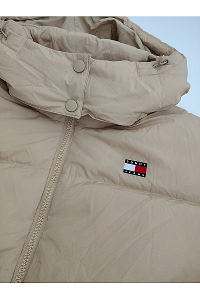 TOMMY HILFIGER Béžová prošívaná puffer bunda s kapucí oversize Vel. 6XL | TOMMY HILFIGER | obrázek 3