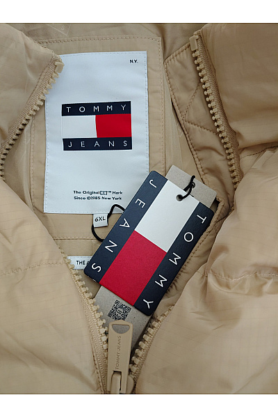 TOMMY HILFIGER Béžová prošívaná puffer bunda s kapucí oversize Vel. 6XL | TOMMY HILFIGER | obrázek 5
