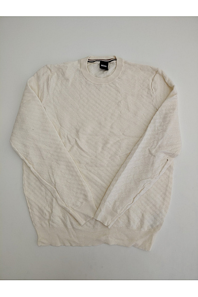 HOSS Béžový Vlněný Pulovr S Dlouhým Rukávem Basic Vel. XL