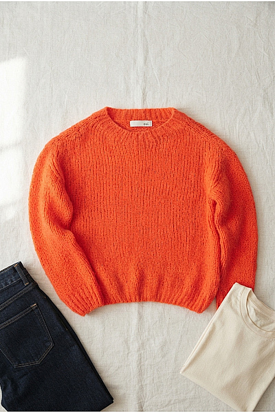 Oui Oranžový Oversized Pletený Pulovr Velikost DE 40