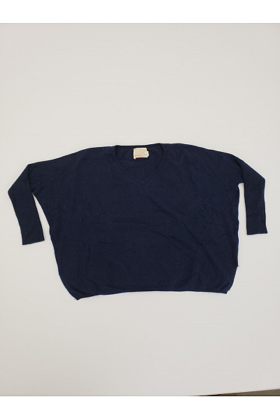 ABSOLUT CASHMERE Dámský modrý oversized pulovr s výstřihem do V Velikost M | ABSOLUT CASHMERE | obrázek 2
