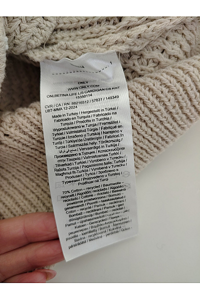 ONLY Béžový bavlněný pletený kardigan na knoflíky Velikost S | ONLY | obrázek 6