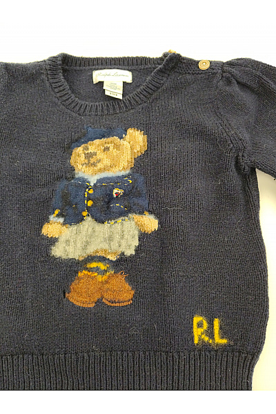 Ralph Lauren Dětský modrý bavlněný svetr s medvídkem Velikost 24M | Ralph Lauren | obrázek 3