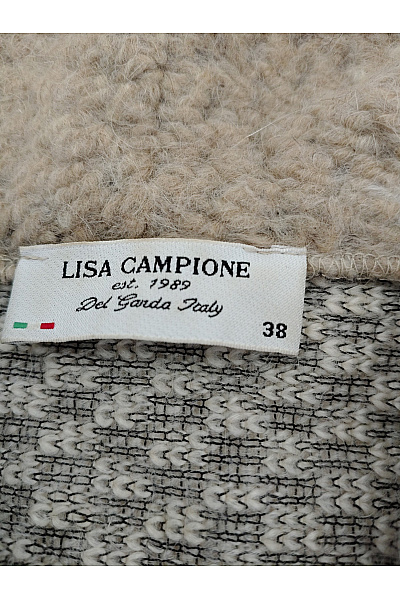 LISA CAMPIONE Béžový vlněný pletený kabát dlouhý boho Vel. IT 38 | LISA CAMPIONE | obrázek 5