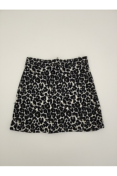 Topshop Černobílá Bavlněná Mini Sukně S Leopardím Vzorem Vel. 38