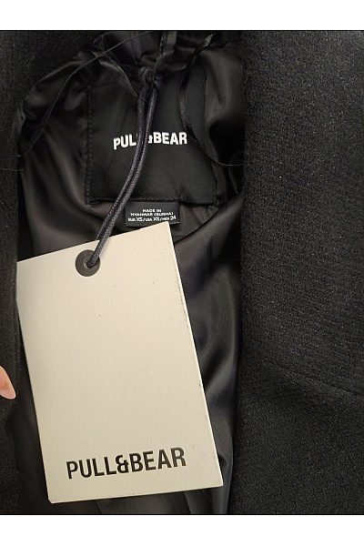 PULL&BEAR Černý dlouhý dvouřadý kabát oversized Velikost EU XS | PULL&BEAR | obrázek 7