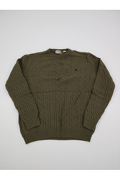 Timberland Pánský Khaki Pletený Pulovr S Copánkovým Vzorem Vel. L/G