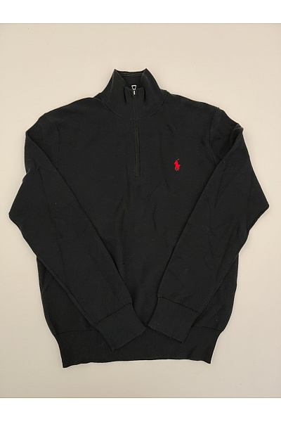 Ralph Lauren Černý Bavlněný Pánský Pulovr Se Stojáčkem Na Zip Vel. M
