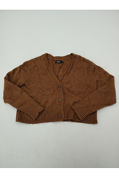 ONLY Hnědý pletený crop kardigan do véčka na knoflíky Velikost M | ONLY | obrázek 2
