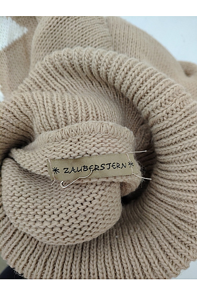 ZAUBERSTERN Béžový pletený oversized rolák se vzorem hvězd Velikost L | ZAUBERSTERN | obrázek 6