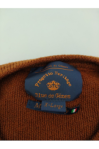 Blue de Genes Hnědý vlněný merino pulovr basic Velikost X-Large | Blue de Genes | obrázek 4