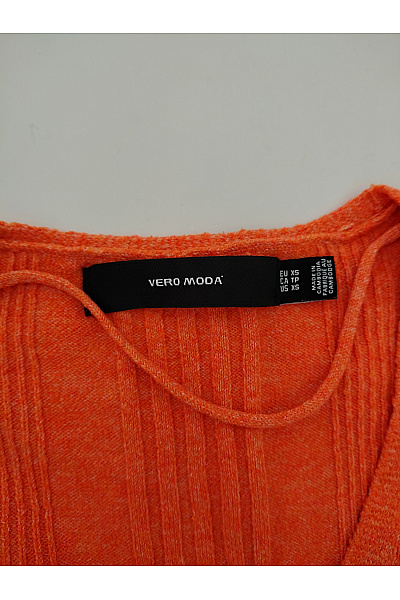 VERO MODA Oranžový žebrovaný pulovr s výstřihem do V Vel. EU XS | VERO MODA | obrázek 6