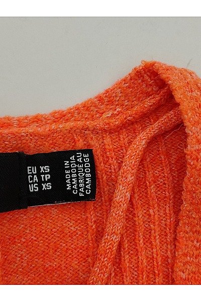 VERO MODA Oranžový žebrovaný pulovr s výstřihem do V Vel. EU XS | VERO MODA | obrázek 7