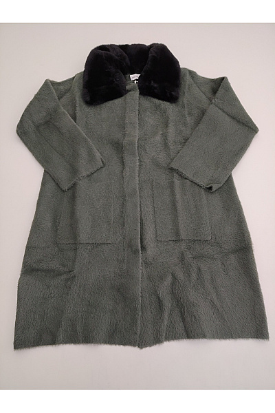 Judith Williams Dámský khaki kabát s kožešinovým límcem oversized Vel. EU 40 | Judith Williams | obrázek 2