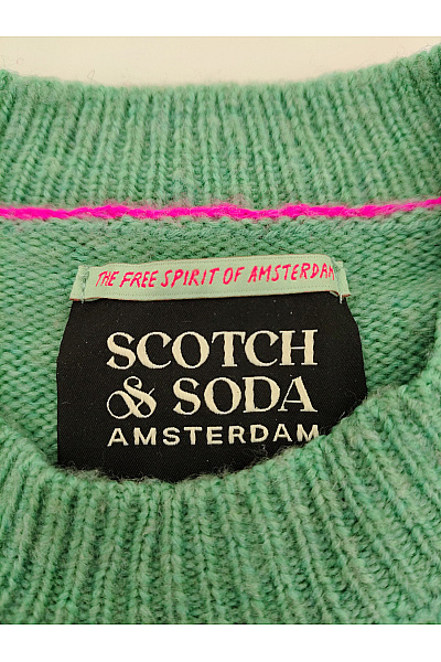 Scotch & Soda Zelený pletený pulovr s nápisem Vel. XS | Scotch & Soda | obrázek 5