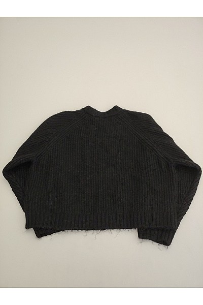 Černý pletený žebrovaný kardigan na zip crop Vel. EU 36 | Unimoda | obrázek 4
