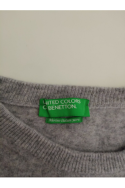 BENETTON Šedý vlněný pulovr basic Vel. XL | BENETTON | obrázek 5