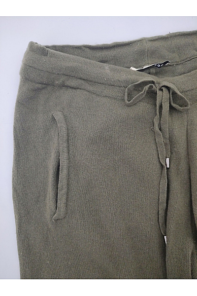 Lorenzoni Dámské vlněné tepláky khaki široké s kapsami Velikost L | Lorenzoni | obrázek 4