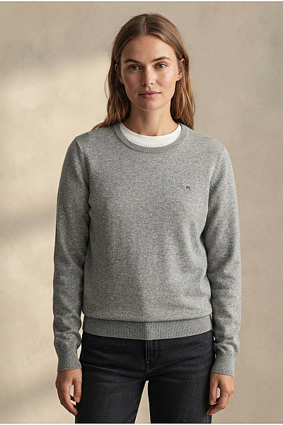 GANT Šedý Dámský Bavlněný Pulovr Basic Vel. XL