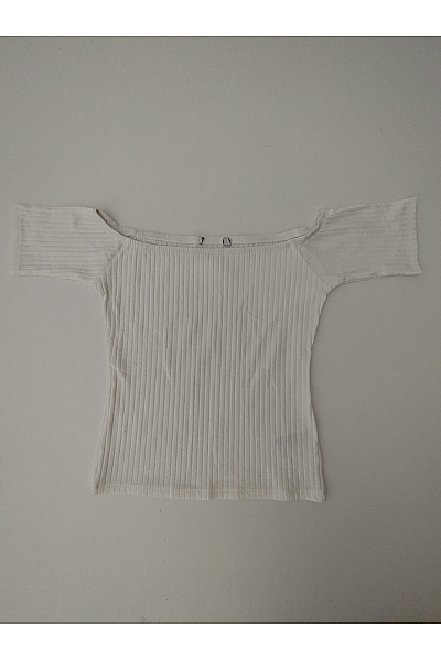 Bílé dámské tričko s odhalenými rameny basic Vel. XS | Unimoda | obrázek 2