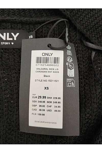 ONLY Černý pletený crop kardigan na knoflíky Velikost XS | ONLY | obrázek 7