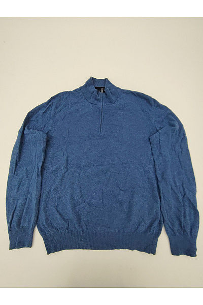 HACKETT Modrý Kašmírový Pulovr Se Stojáčkem Na Zip Velikost M