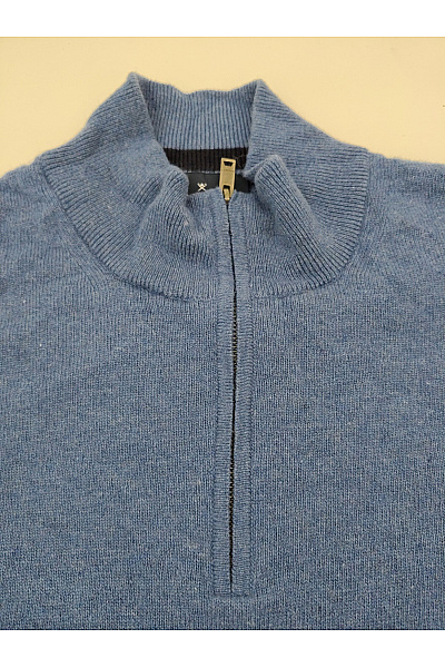 HACKETT Modrý kašmírový pulovr se stojáčkem na zip Velikost M | HACKETT | obrázek 2