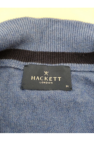 HACKETT Modrý kašmírový pulovr se stojáčkem na zip Velikost M | HACKETT | obrázek 3