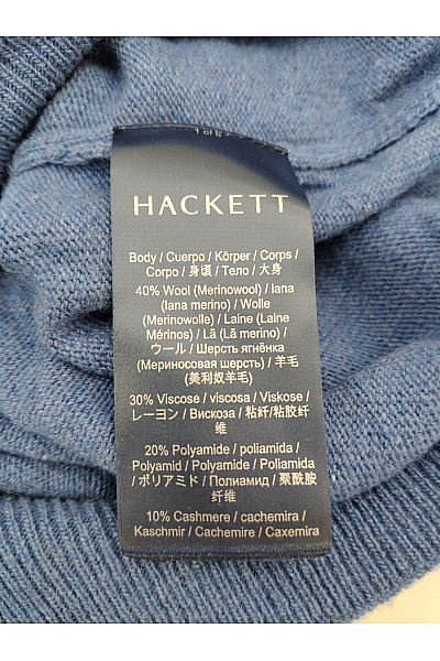 HACKETT Modrý kašmírový pulovr se stojáčkem na zip Velikost M | HACKETT | obrázek 4