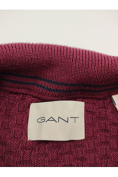 GANT Bavlněný pletený kardigan na zip vínový Vel. L | GANT | obrázek 5