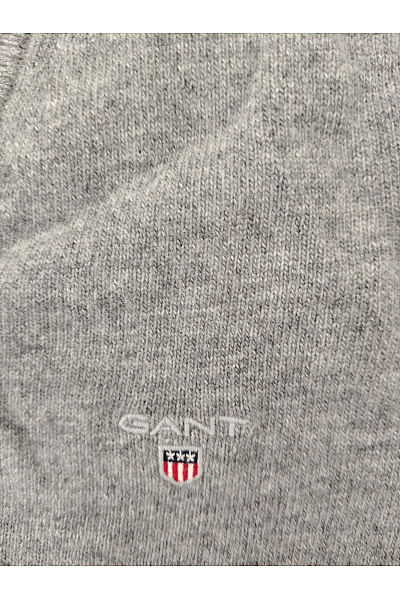 GANT Šedý vlněný pulovr s výstřihem do V basic Velikost XL | GANT | obrázek 5