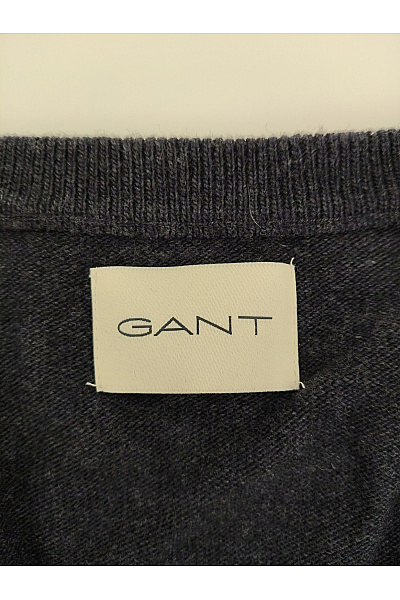 GANT Pánský vlněný pulovr s výstřihem do V modrý basic Velikost L | GANT | obrázek 6