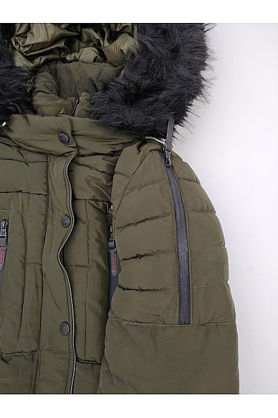 MARIKOO Dámská khaki prošívaná zimní parka s kapucí a kožešinou Vel. M | MARIKOO | obrázek 5
