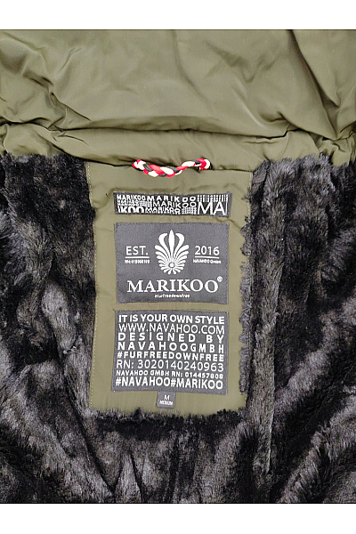MARIKOO Dámská khaki prošívaná zimní parka s kapucí a kožešinou Vel. M | MARIKOO | obrázek 9