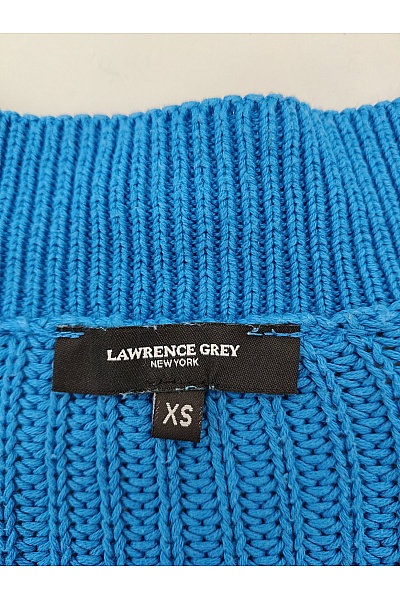 LAWRENCE GREY Modrý bavlněný pulovr s výstřihem do V a balonovými rukávy Velikost US XS | LAWRENCE GREY | obrázek 7