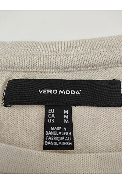 VERO MODA Béžové dámské tričko s krátkým rukávem a kulatým výstřihem basic Velikost EU M | VERO MODA | obrázek 5