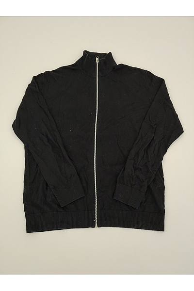 JACK & JONES Černý Bavlněný Pánský Kardigan Na Zip Se Stojáčkem Velikost US XL