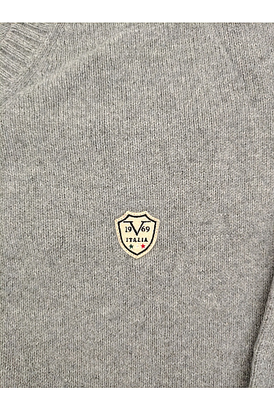 V1969 ITALIA Šedý pánský pletený pulovr s výstřihem do V basic Vel. XXL | V1969 ITALIA | obrázek 3