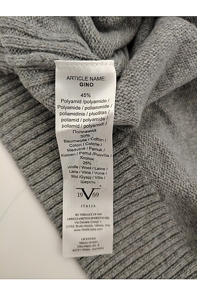 V1969 ITALIA Šedý pánský pletený pulovr s výstřihem do V basic Vel. XXL | V1969 ITALIA | obrázek 5