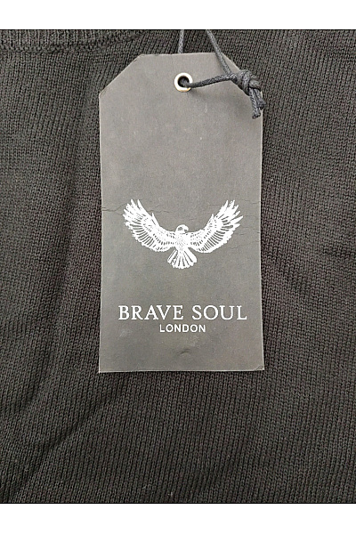 BRAVE SOUL Černý pánský pletený pulovr s pruhovaným lemem Vel. XXL | BRAVE SOUL | obrázek 4