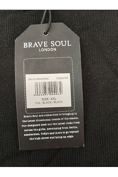 BRAVE SOUL Černý pánský pletený pulovr s pruhovaným lemem Vel. XXL | BRAVE SOUL | obrázek 5
