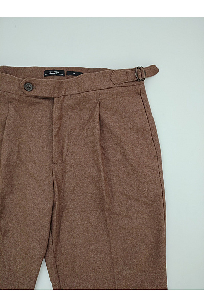 ANTIOCH Hnědé elegantní společenské kalhoty s puky Velikost EU 50 | ANTIOCH | obrázek 3