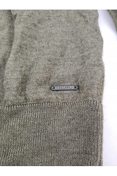 DSTREZZED Pánský vlněný pulovr khaki basic Velikost L | DSTREZZED | obrázek 2