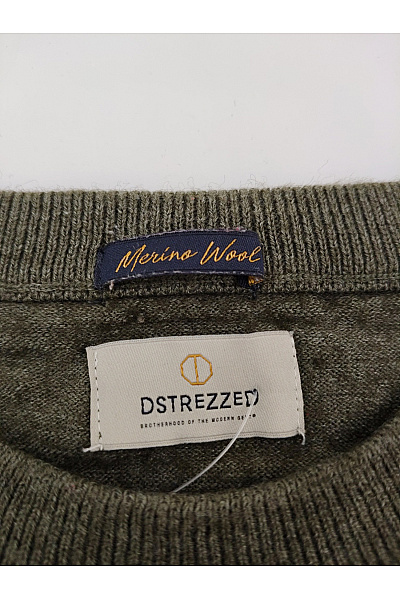 DSTREZZED Pánský vlněný pulovr khaki basic Velikost L | DSTREZZED | obrázek 3