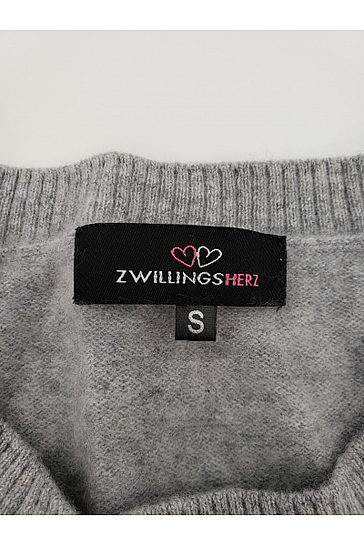 Zwillingsherz Šedý kašmírový pulovr s nápisem Velikost S | Zwillingsherz | obrázek 7