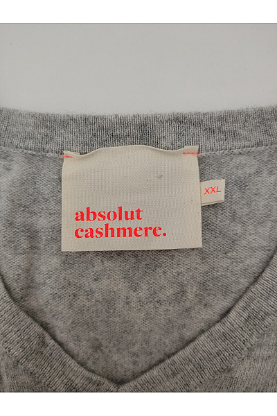 ABSOLUT CASHMERE Šedý kašmírový pulovr s výstřihem do V basic Velikost XXL | ABSOLUT CASHMERE | obrázek 4